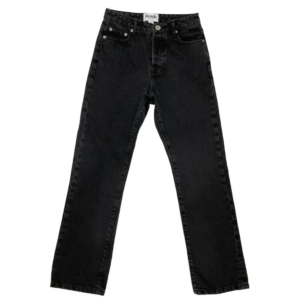 Rouje Paris Women’s Jeans Faded Black Straight Leg High Rise Button Fly